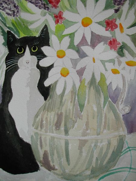 Cat and Flowers