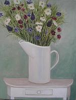 White Pitcher with Flowers