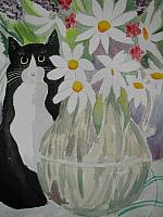 Cat and Flowers