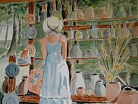 Woman at Pottery Shop